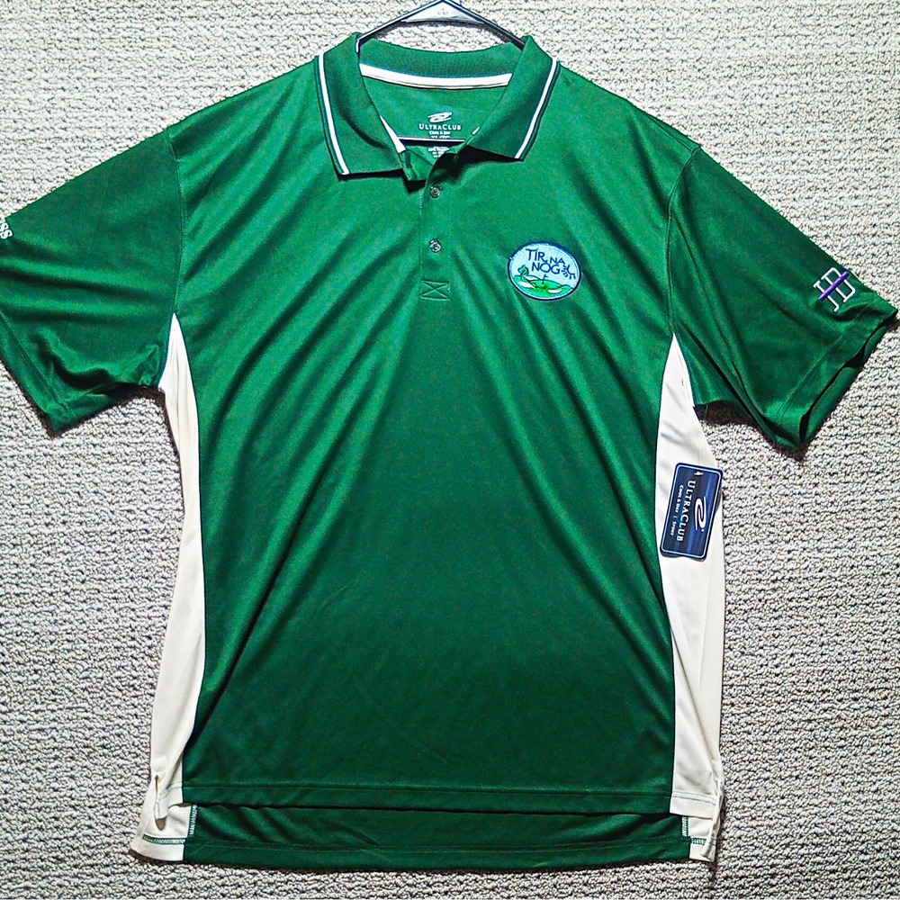 UltraClub Cool & Dry Men's Moisture Wicking Colorblock Polo XL Grenn. #j6